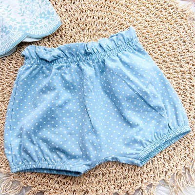 Conj. Batinha com Flores e Short Poá - Verde Pastel e Off White
